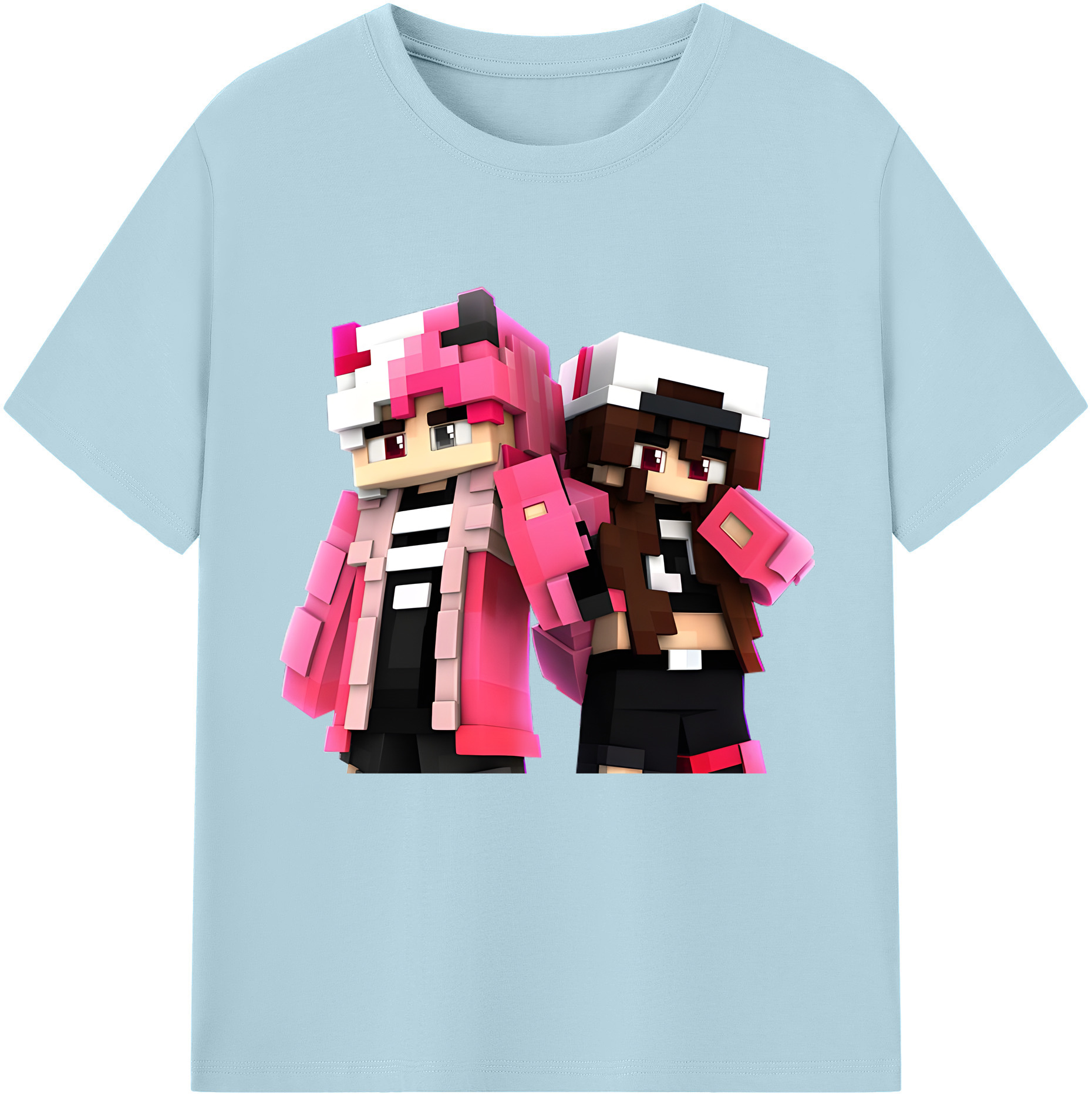 （画像用） マインクラフト ブロックの世界 Minecraft MC Block world 綿100％半袖Tシャツ（フロントプリント）